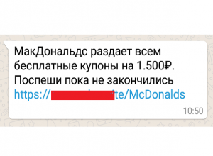 Новый вирусный «развод» об акции McDonalds массово приходит в WhatsApp ставропольчан Новый вирусный «развод» об акции McDonalds массово приходит в WhatsApp ставропольчан