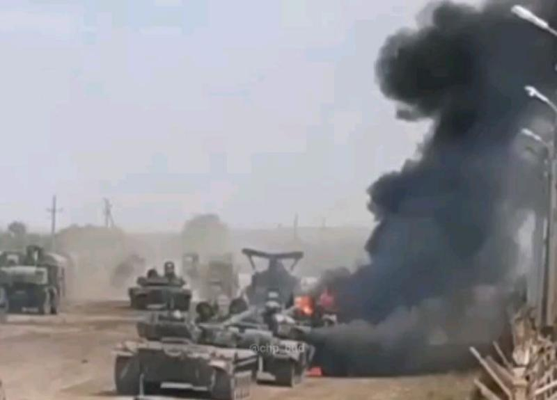 В буденновской воинской части загорелся танк